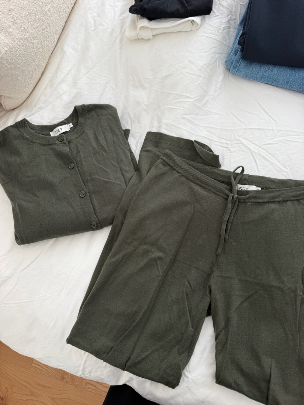 Set Active Flat Knit Every Day Cardigan and Pants Set